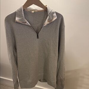 Burberry Men's Light Gray Half-Zip Sweatshirt